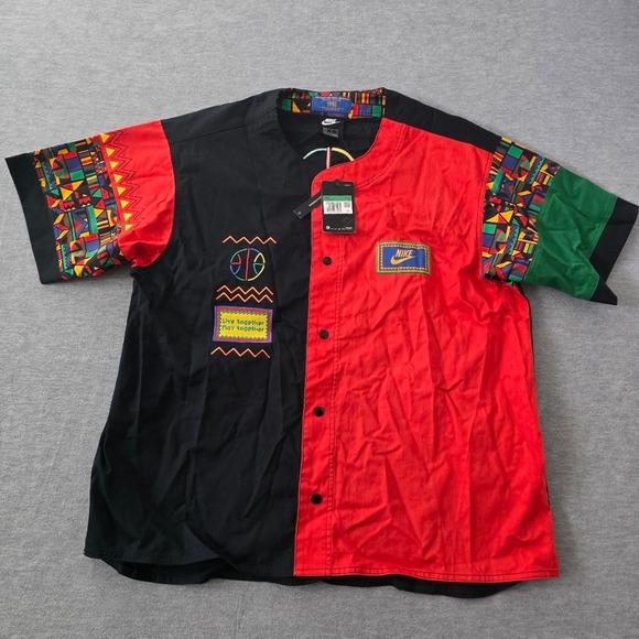 NIke Men Reissue XL Short Sleeve Top Peace Raid Retro Button Jersey CU4205-010